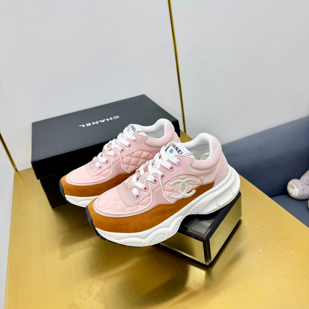 DAD SNEAKER IN LIGHT PINK LAMBSKIN AND GINGER ORANGE SUEDE、mysite、Cacoeks
