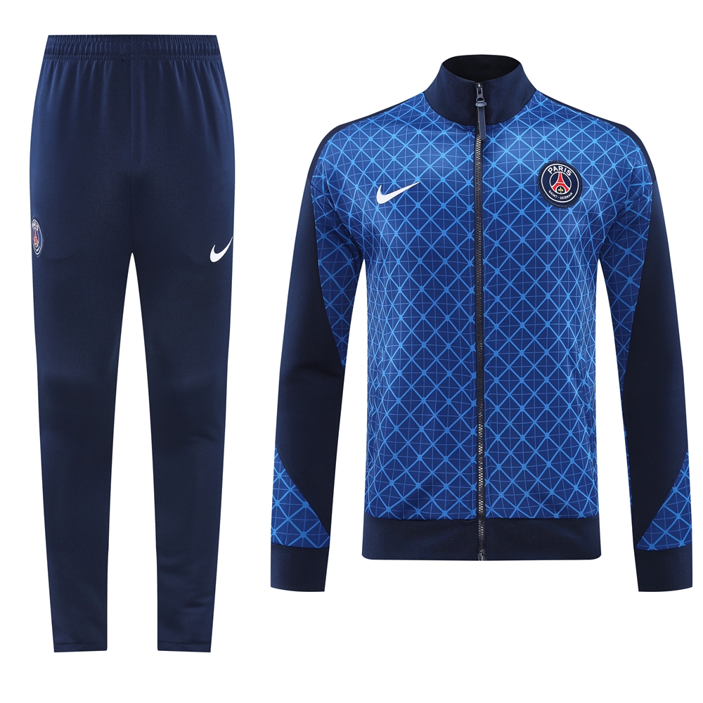 ManixJersey.com | Paris Saint-Germain PSG 24-25 Jacket Training Tracksuit - Blue Plaid -Customize Name, Number and Patch | Worldwide Shipping