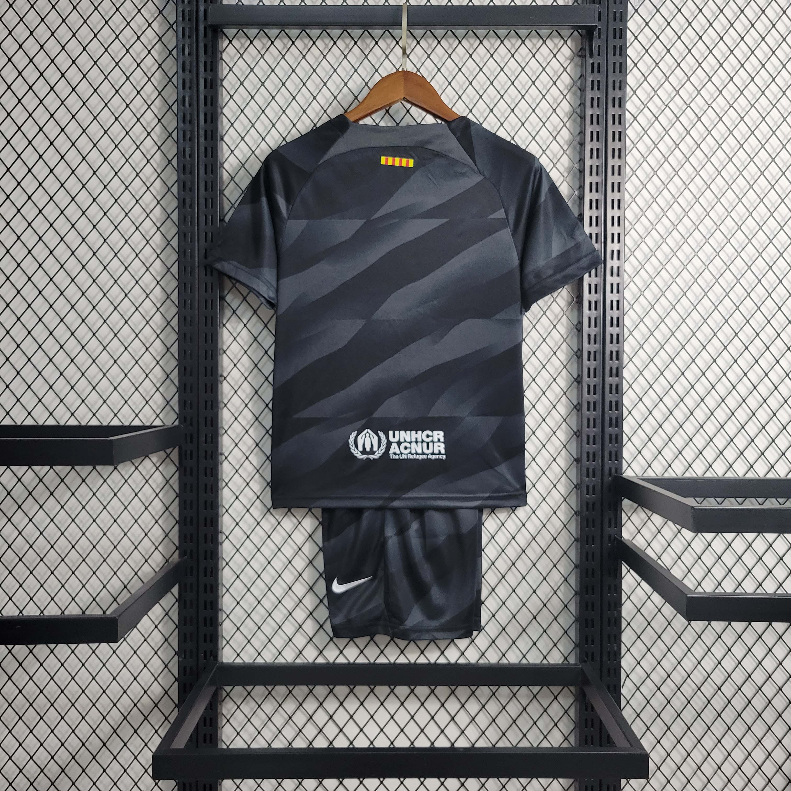 2023/2024 Barcelona Goalkeeper Black Football Shirt 1:1 Thai Quality Kids Size:football jersey mysite: unitedjerseyfootball 邓江浪:football