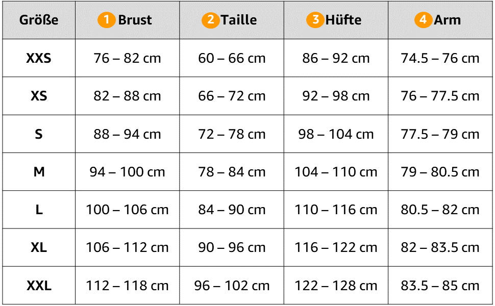 Size chart: