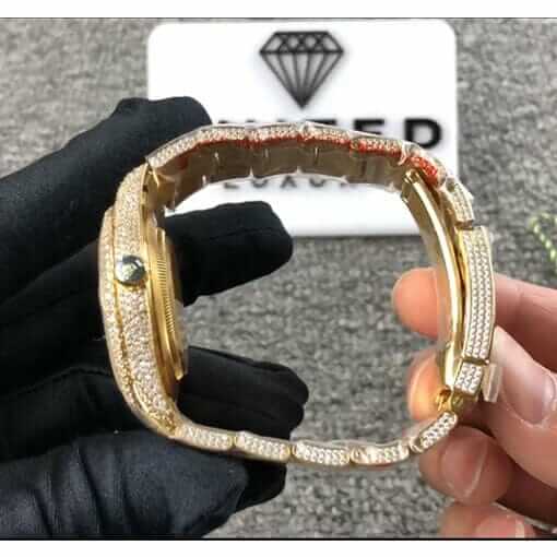 rolex datejust yellow gold arabic dial iced out 116300 replica1