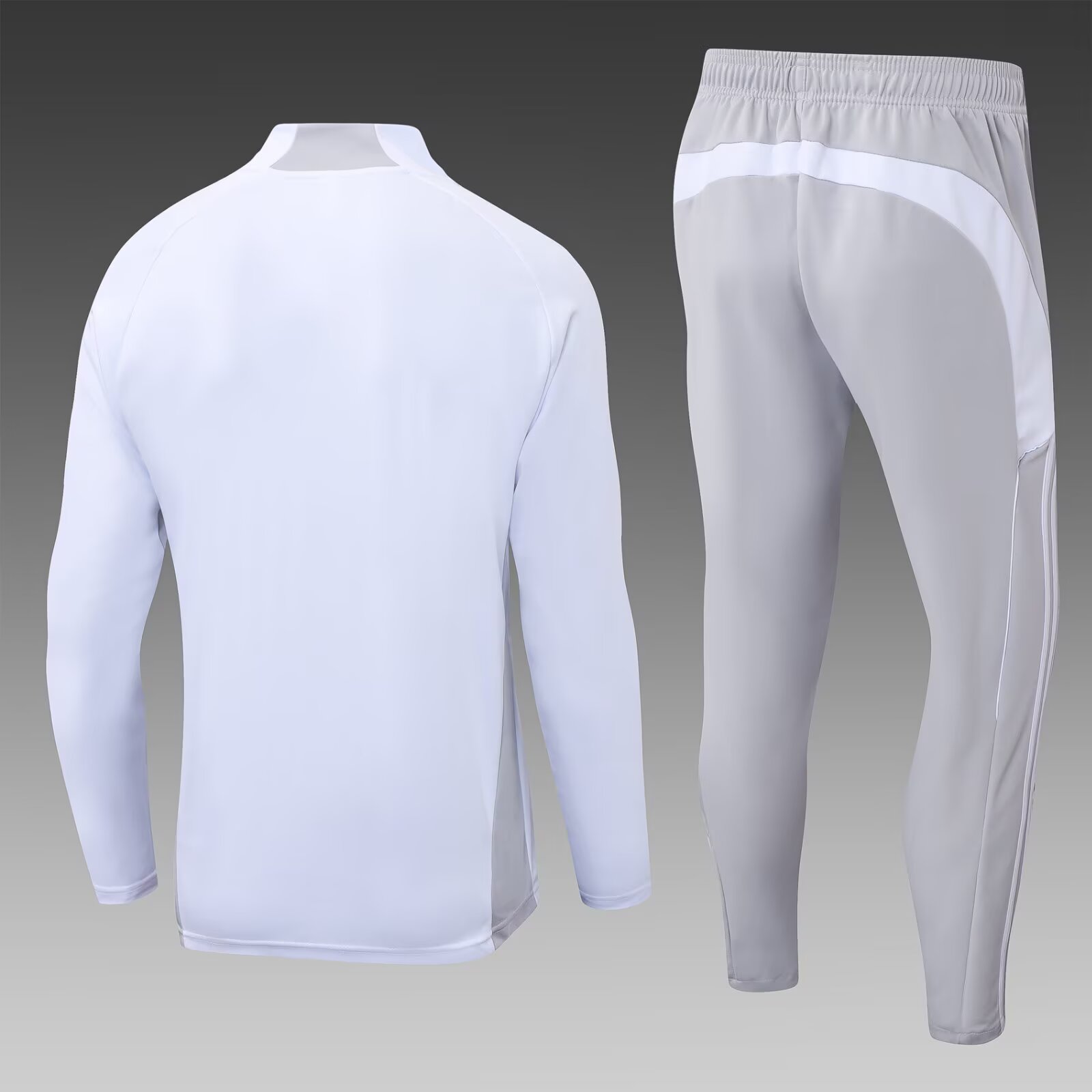 2025/2026 Real Madrid Half-Pull Training Suit White-Gray Football Shirt Set:football jersey mysite: unitedjerseyfootball 邓江浪:football