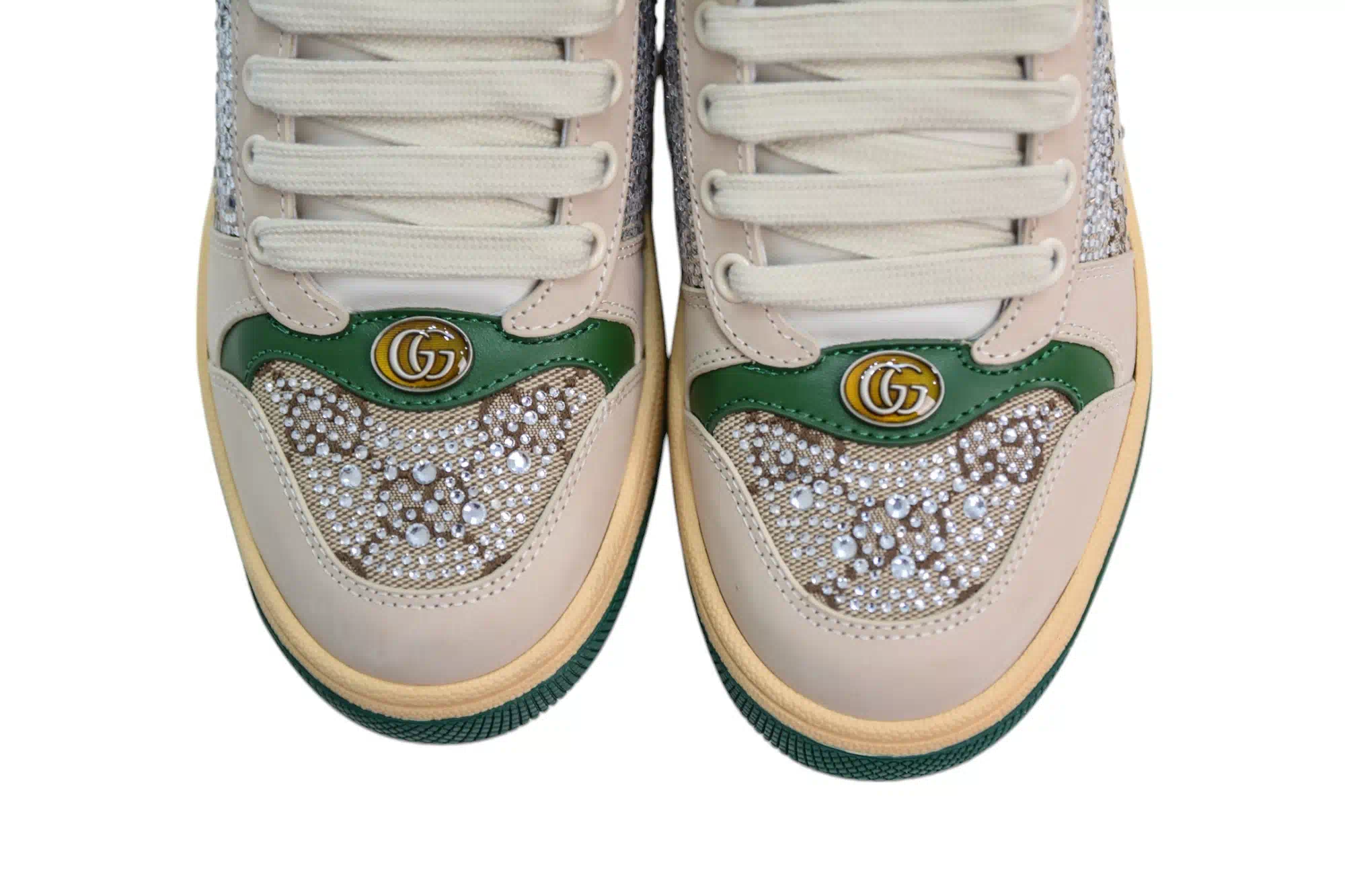 Gucci Screener Sneaker W/ Multi-Dimensional Crystals In Ivory、mysite、Cacoeks