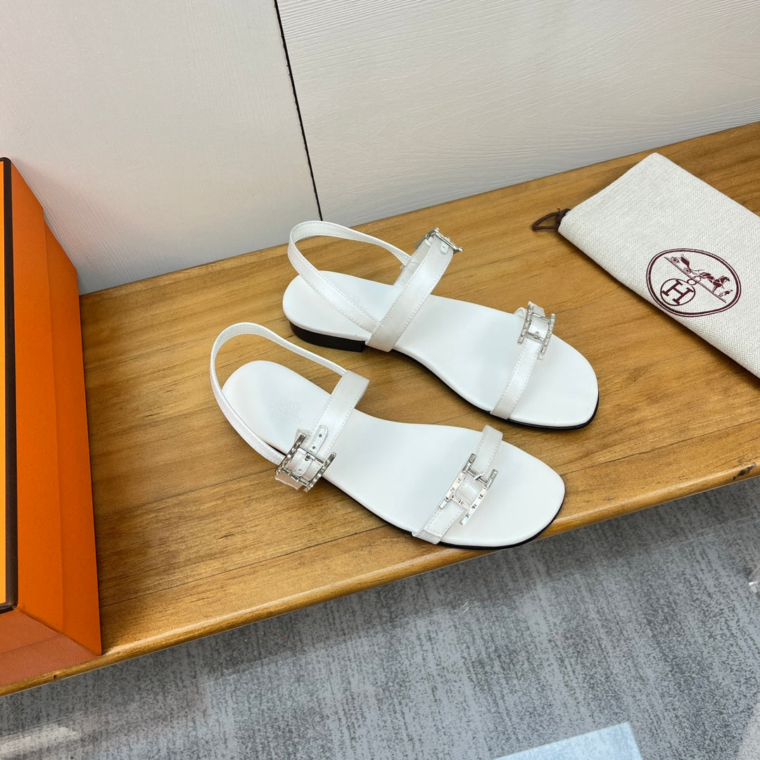 BUCKLE SANDAL WHITE CALFSKIN、mysite、Cacoeks