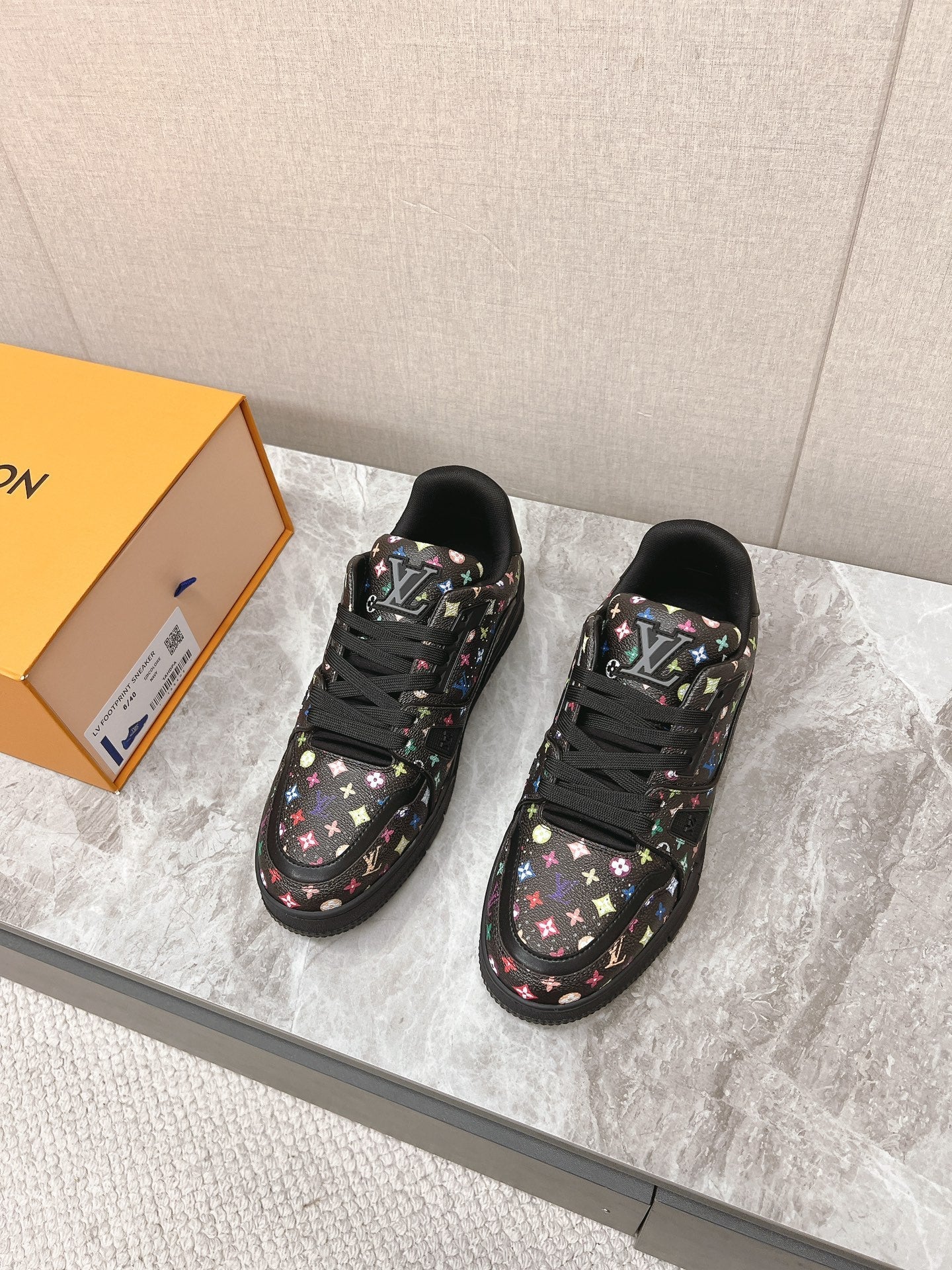 TRAINER SNEAKER IN BLACK MIX COLORFUL CALFSKIN、mysite、Cacoeks