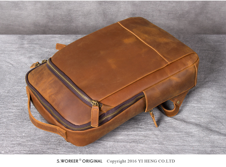 Front Display Color Brown of Leather Backpack