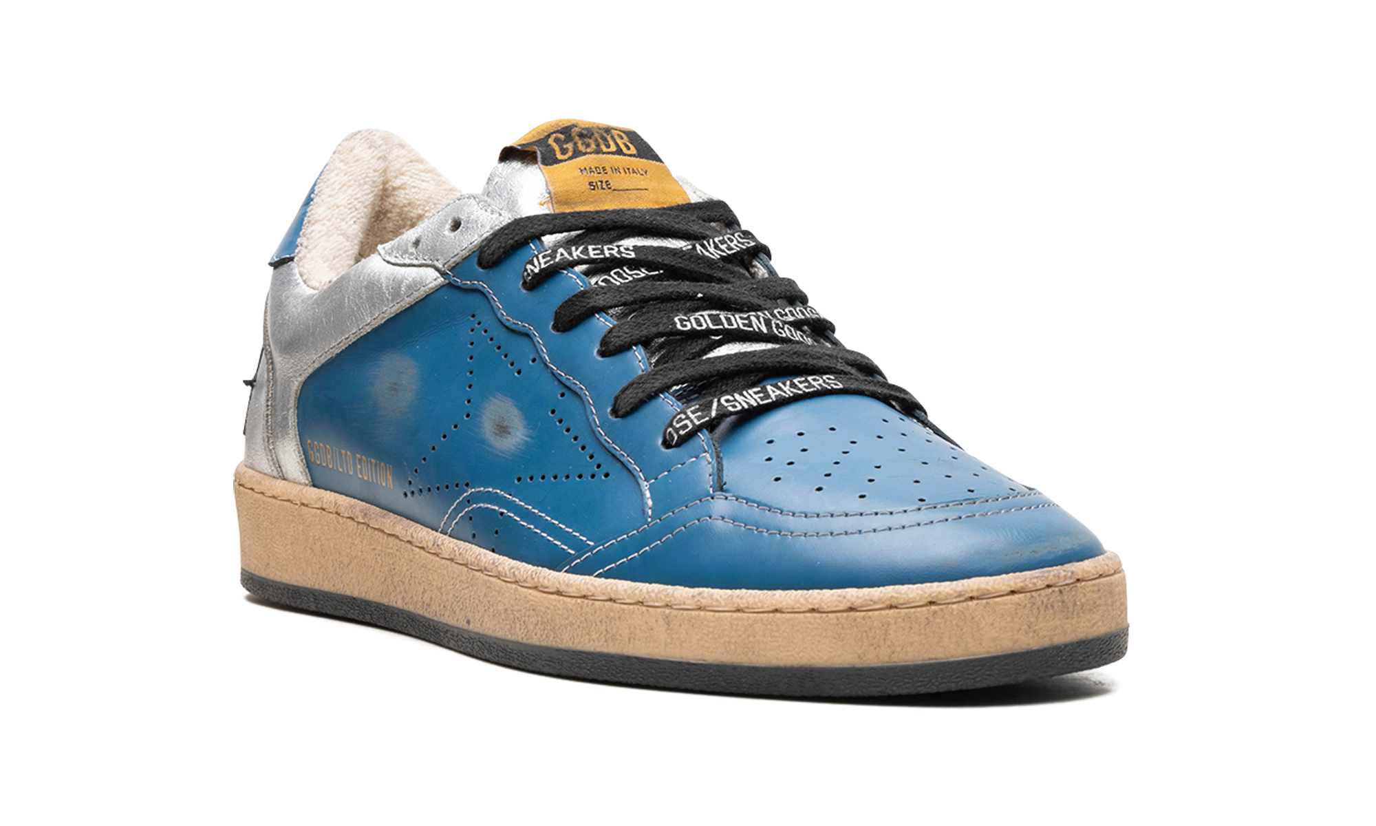 BALL STAR SHINY LEATHER AND LAMINATED UPPER SHINY LEATHER TOE TONGUE AND HEEL LAMINATED SPUR SKATE S "BLUE IVORY"、mysite、Cacoeks