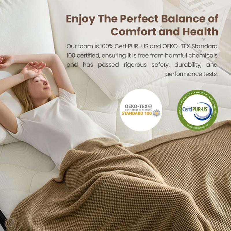 Product Introduction of Bezzze Mattress 10-12 Inch Hybrid Mattresses in a Box with Comfort Foam and Pocket Coils,Hybrid Mattress with Memory Foam, Individual Pocket Spring for Motion Isolation, Back & Lumbar Support, Pressure Relief, Queen Bed Mattress Soft,Medium FirmQueen size 11