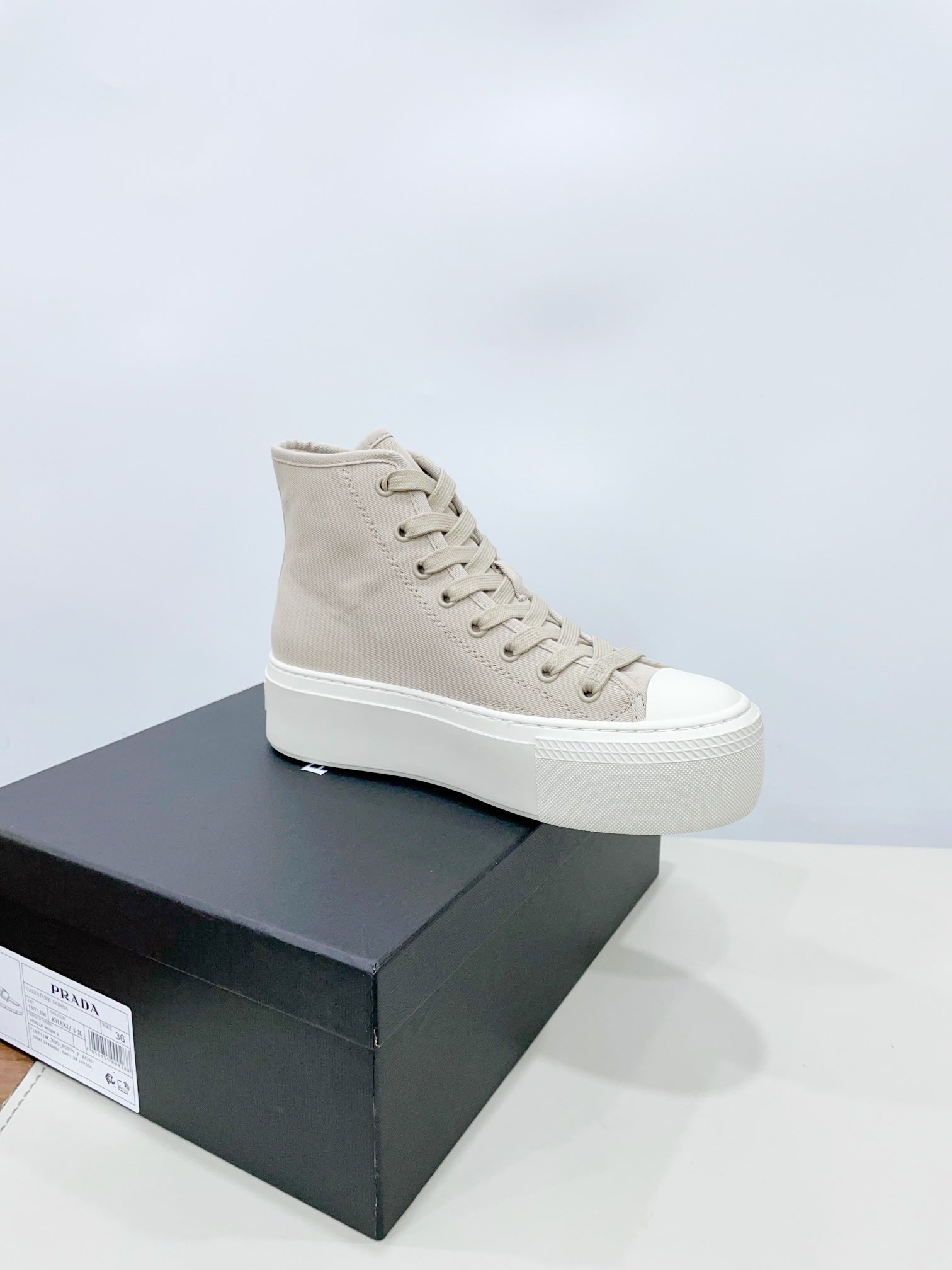 HIGH-TOP SEANKERS IN BEIGE CANVAS、mysite、Cacoeks