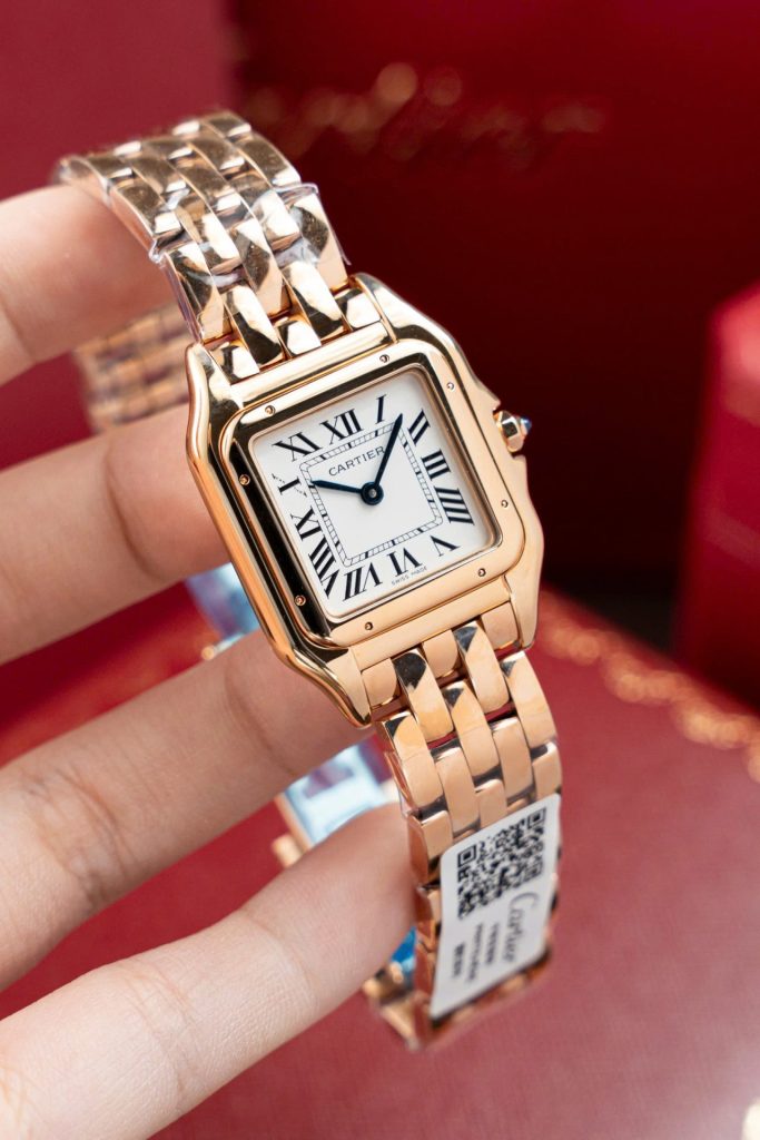 Đồng Hồ Cartier Panthere W2PN0007 Fake 11 Mạ Vàng Hồng Mặt Trắng 27x37mm (2)
