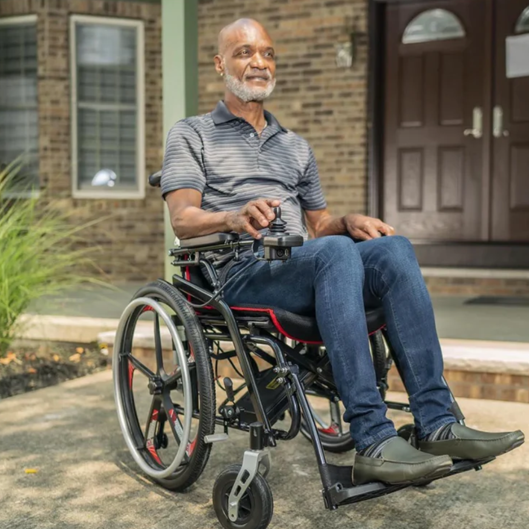 Model H Hybrid Chair in its standard color option of red and gray.