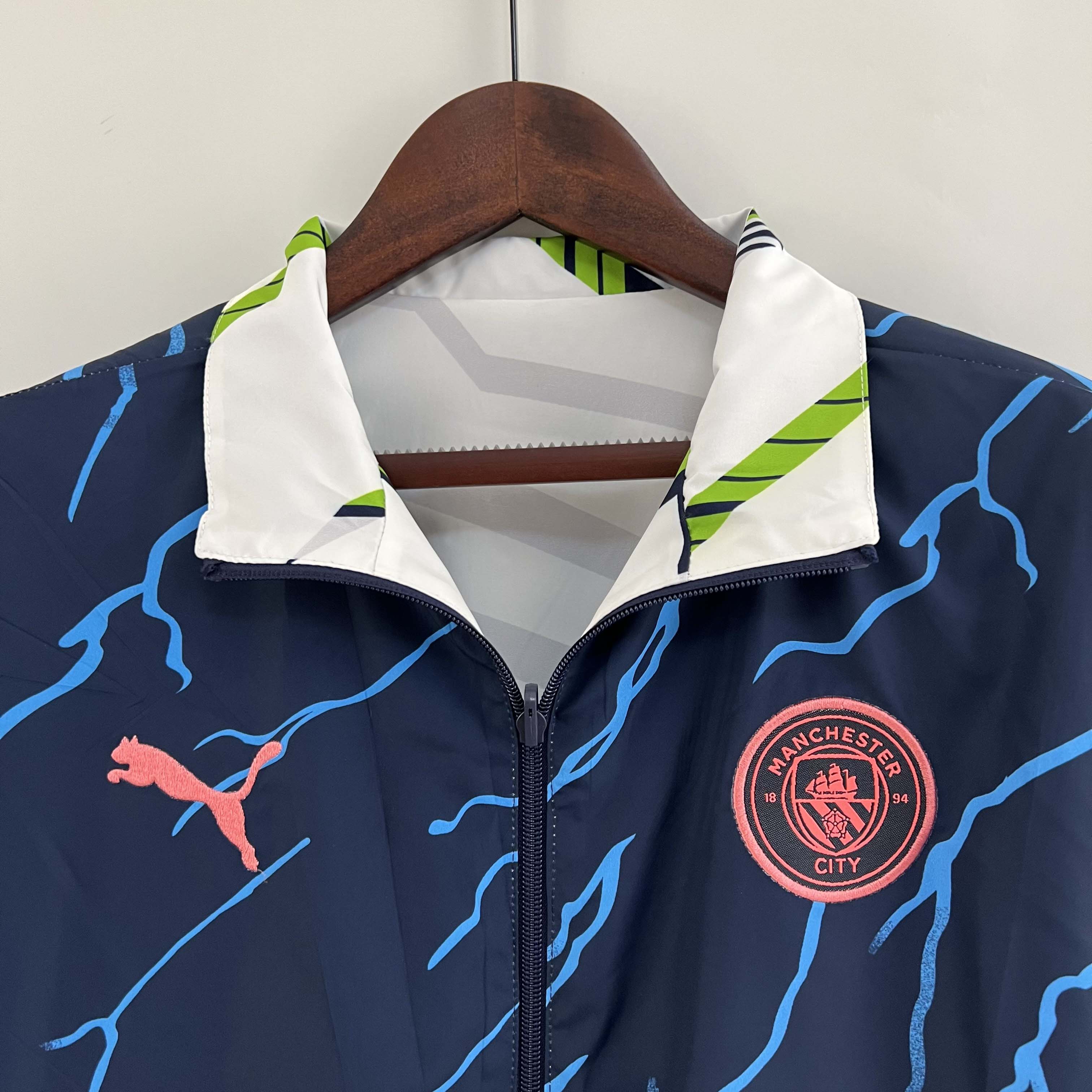 2023/2024 Manchester City Reversible Windbreaker Navy blue Soccer Jersey 1:1 Thai Quality:football jersey mysite: unitedjerseyfootball 邓江浪:football
