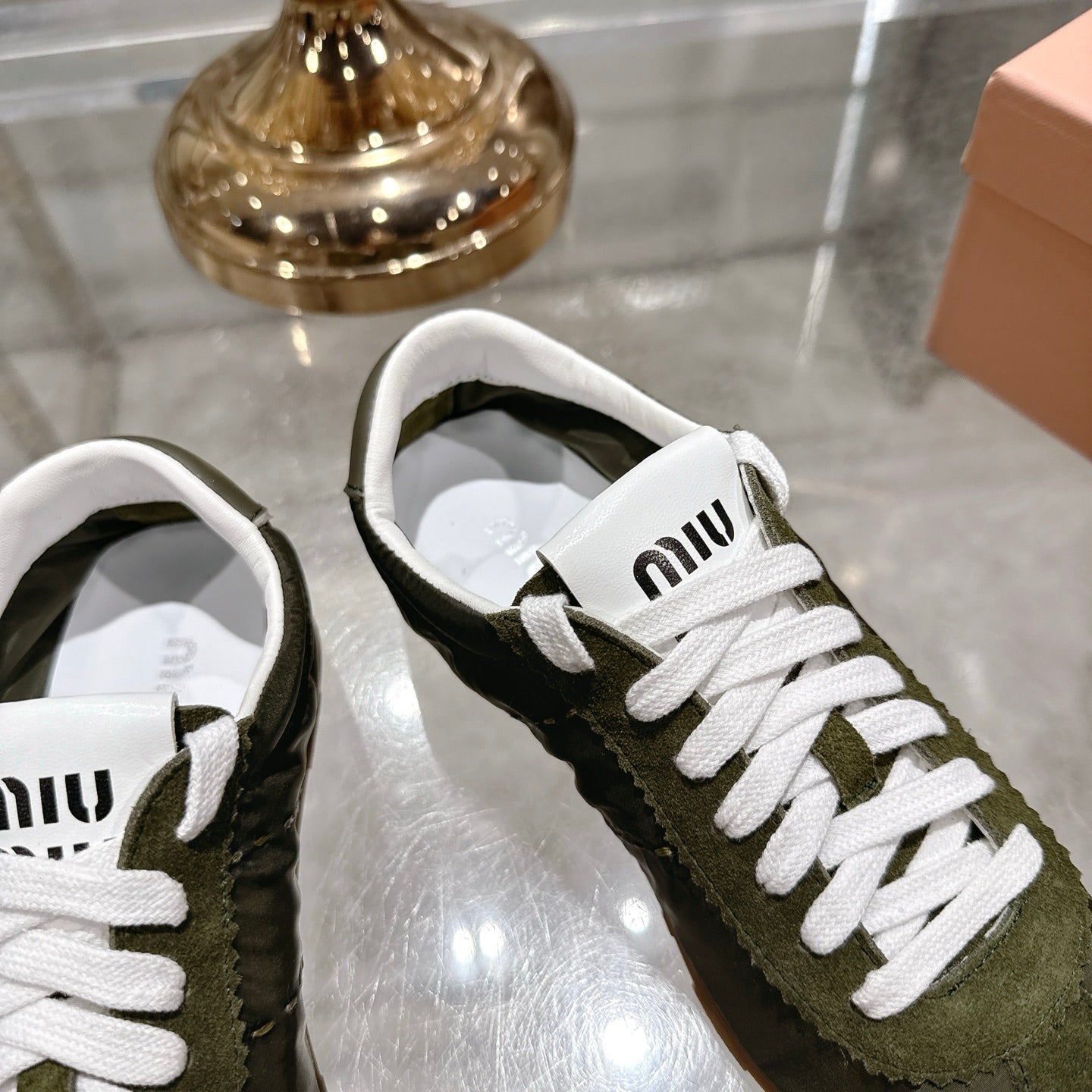 PLUME NAPPA SNEAKERS IN DARK GREEN SUEDE AND CANVAS、mysite、Cacoeks