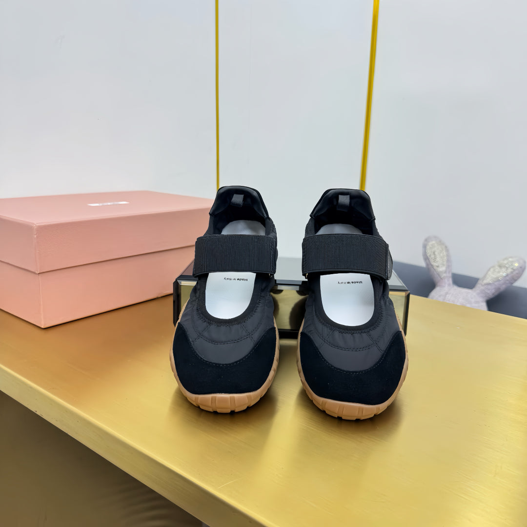 BALLERINAS SHOES IN BLACK TYRE TECHNICAL FABRIC AND SUEDE、mysite、Cacoeks