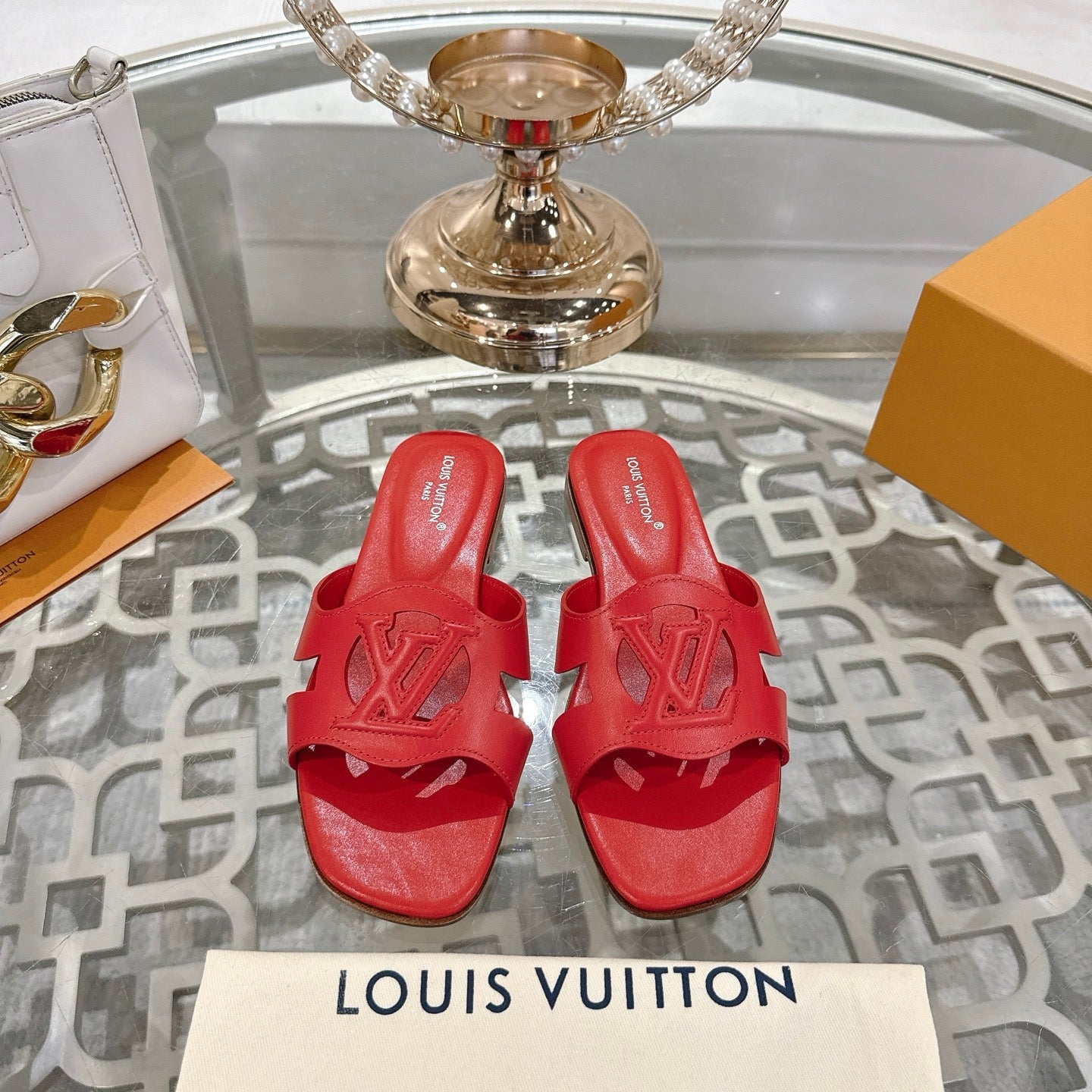 ISOLA FLAT SLIDE IN CHERRY RED CALFSKIN、mysite、Cacoeks