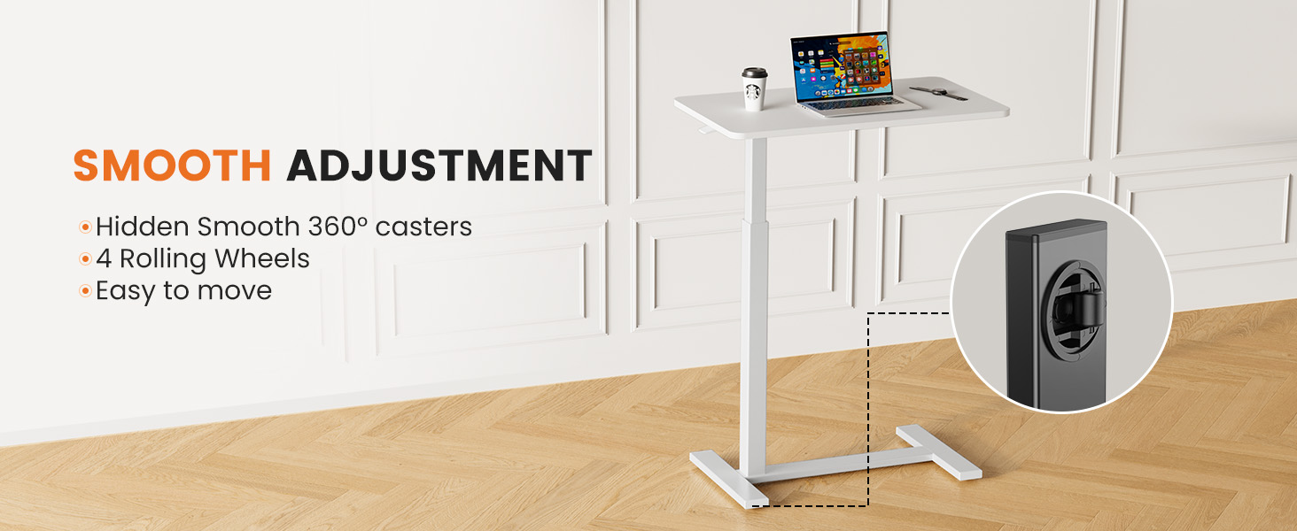 Overbed Bedside Rolling Laptop Table for Home & Medical