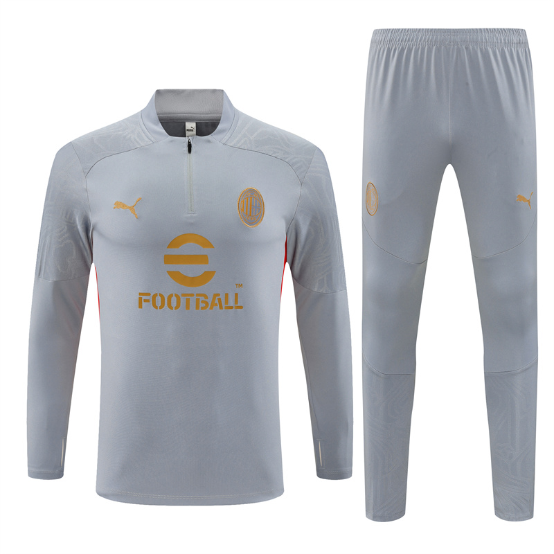 JerseysGala.com | AC Milan 24-25 Long Sleeve Training Set - Grey -Customize Name, Number and Patch | Worldwide Shipping