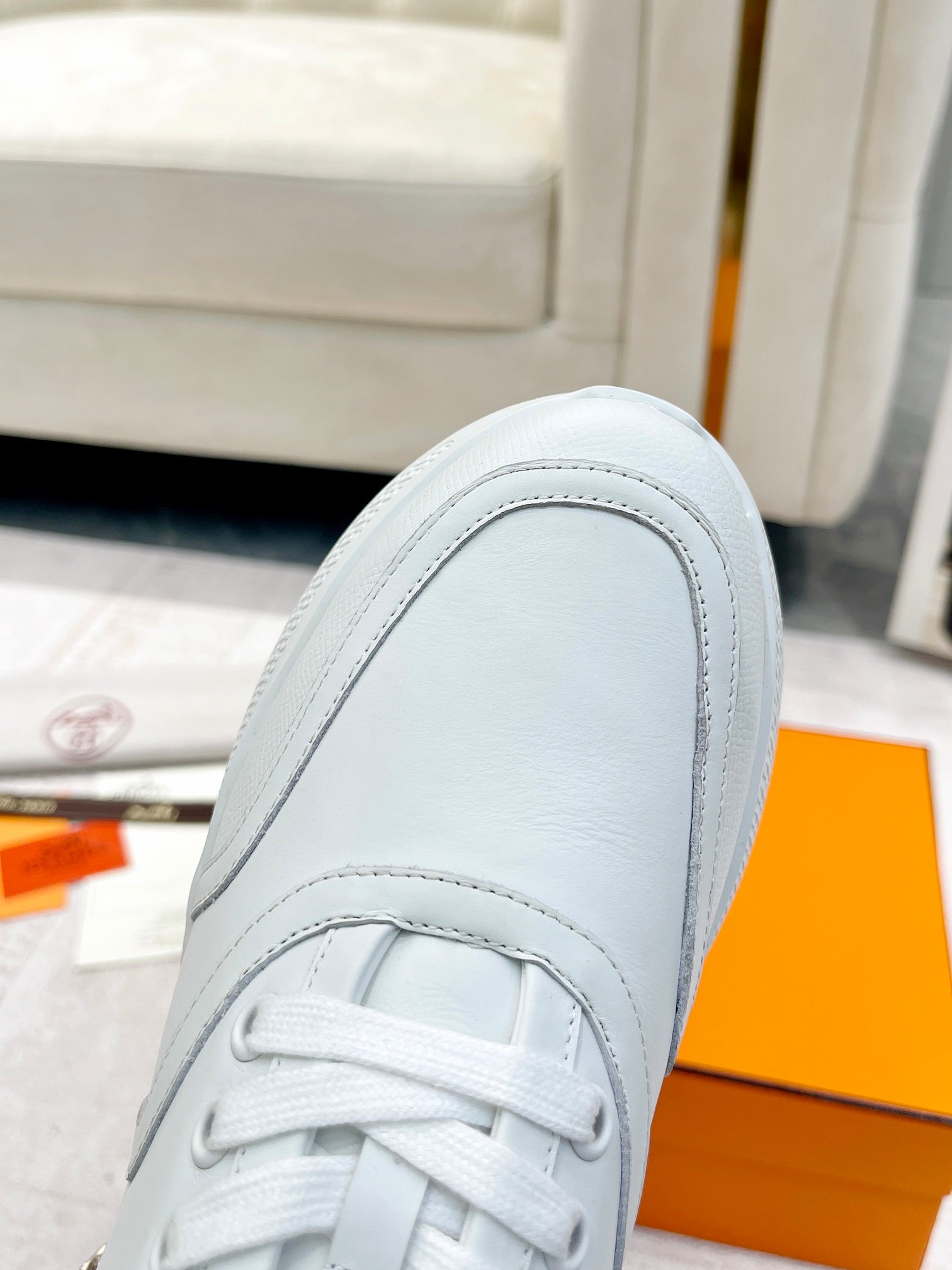 GIGA SNEAKER IN WHITE STITCHED MESH AND CALFSKIN、mysite、Cacoeks