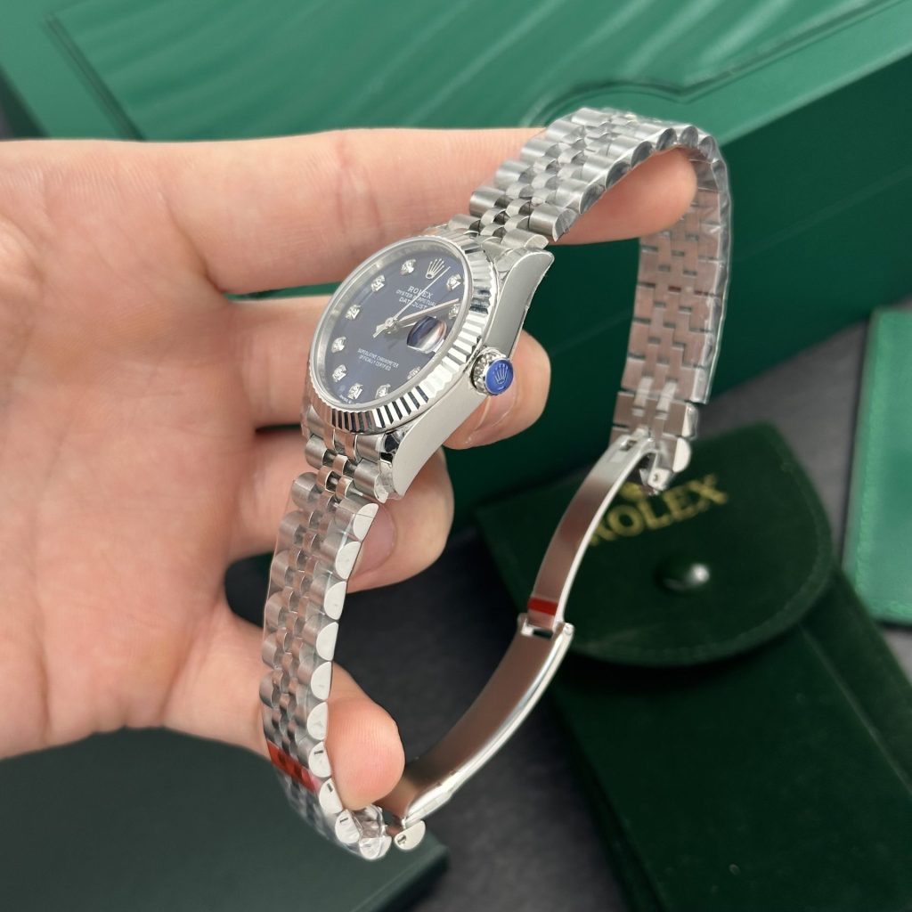 Đồng Hồ Rolex Nữ DateJust Replica Cao Cấp Mặt Xanh Blue 31mm (3)