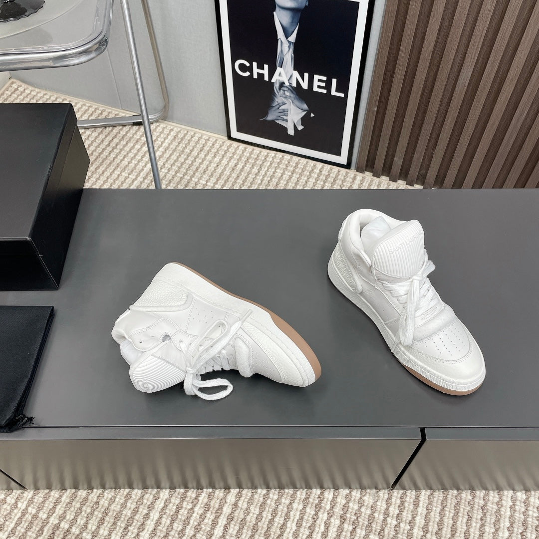 HIGH-TOP SNEAKERS IN WHITE CALFSKIN、mysite、Cacoeks