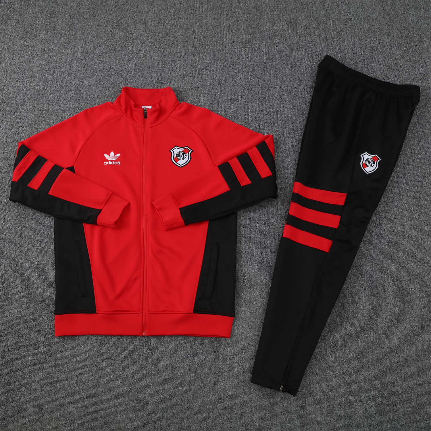 UltraTrikot-River Plate 25-26 Terrace Jacket Training Tracksuit - Red Jackets & Black Pants