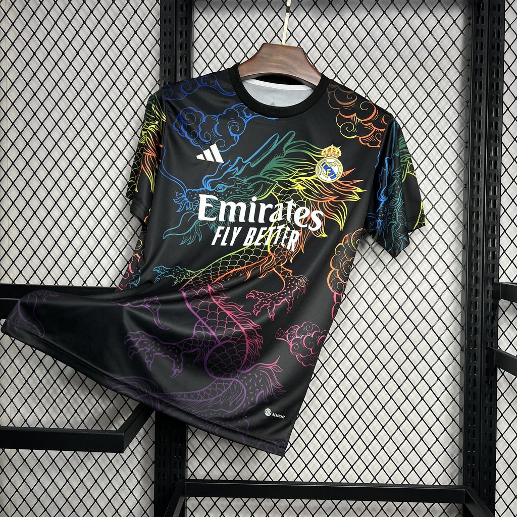 JerseysGala.com | Real Madrid 24-25 Black Colorful Dragon Speical Jersey - Fans Version -Customize Name, Number and Patch | Worldwide Shipping