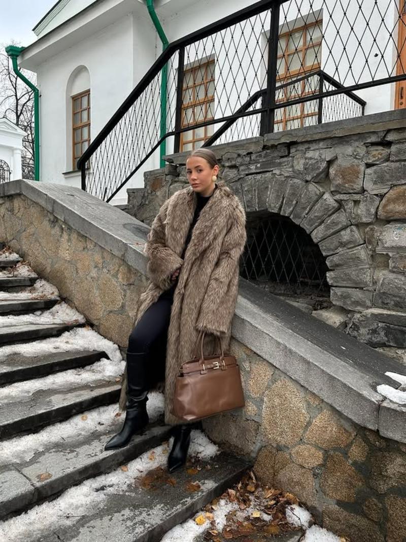 Women's Solid Color Open Front Faux Fur Coat, Elegant Long Sleeve Waterfall Collar Casual Outerwear for Fall & Winter, Women's Clothing for Daily Wear,  Clothing for Women