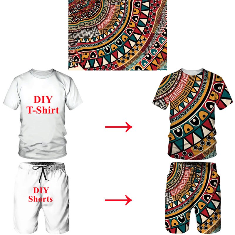 DIY Custom Clothing Men/Women T-Shirt Sets Summer Couple Two Piece Outfits Funny 3D Printed Unique Tracksuit Oversized Pullover