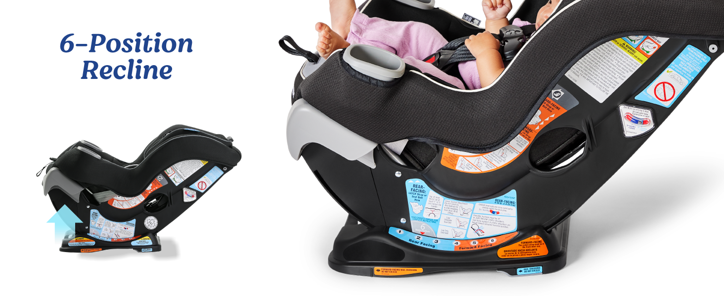 Graco Extend2Fit 2-in-1 convertible baby car seat 6-position recline baby comfortable ease growing