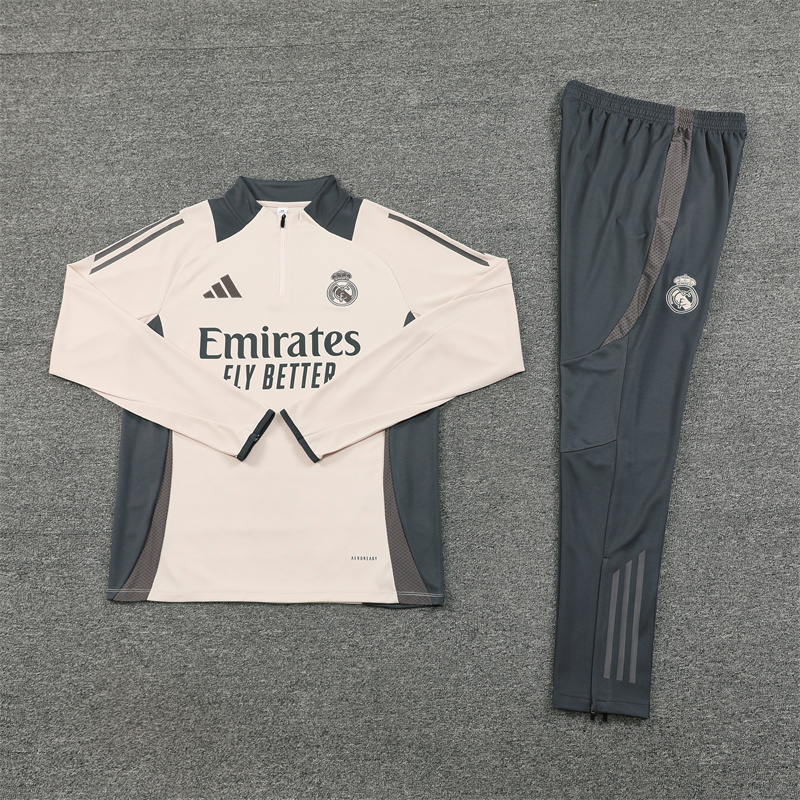 Higojerseys-Real Madrid 24-25 Long Sleeve Training Set - Apricot