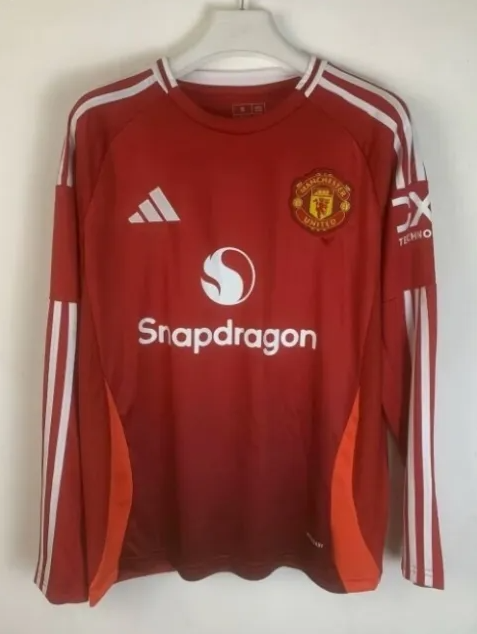 24/25 Manchester United Long Sleeve Home Football Shirt-mysite Custom Football Kit- Nextkits