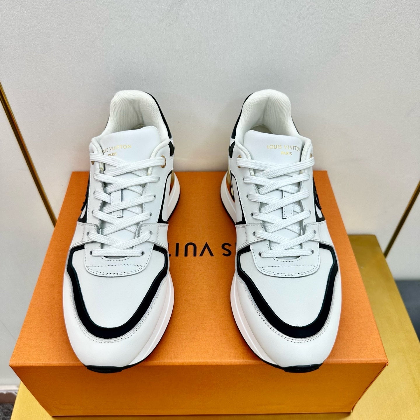 NEO RUN AWAY SNEAKER IN WHITE MIX BLACK CALFSKIN、mysite、Cacoeks