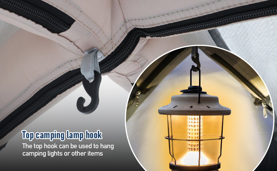Top camping lamp hook