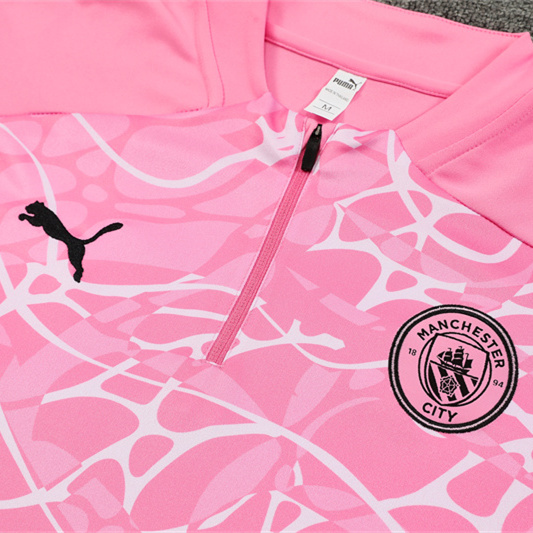 Higojerseys-Manchester City 24-25 Kids Long Sleeve Training Set - Pink