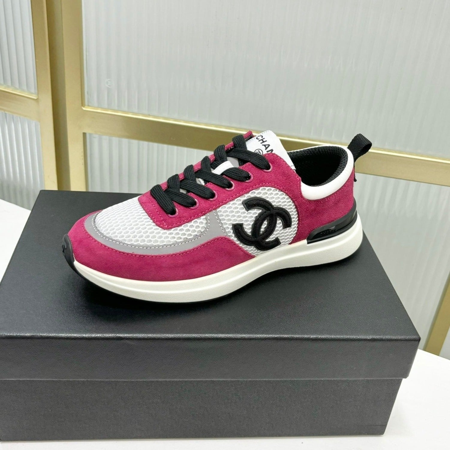SNEAKER IN BARBIE PINK SUEDE AND GREY BREATHABLE MESH、mysite、Cacoeks