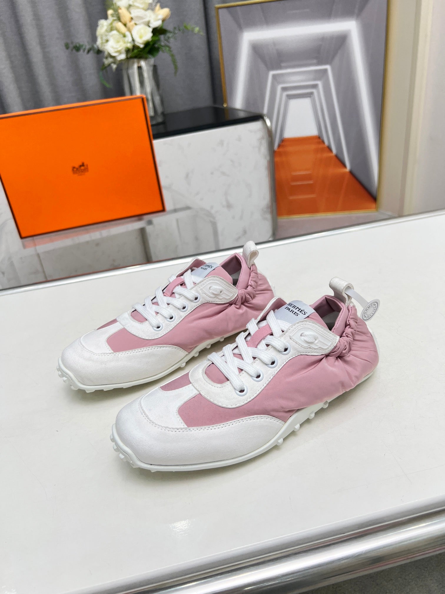 SKATEBOARD SHOES LIGHT PINK MIX WHITE SUEDE、mysite、Cacoeks