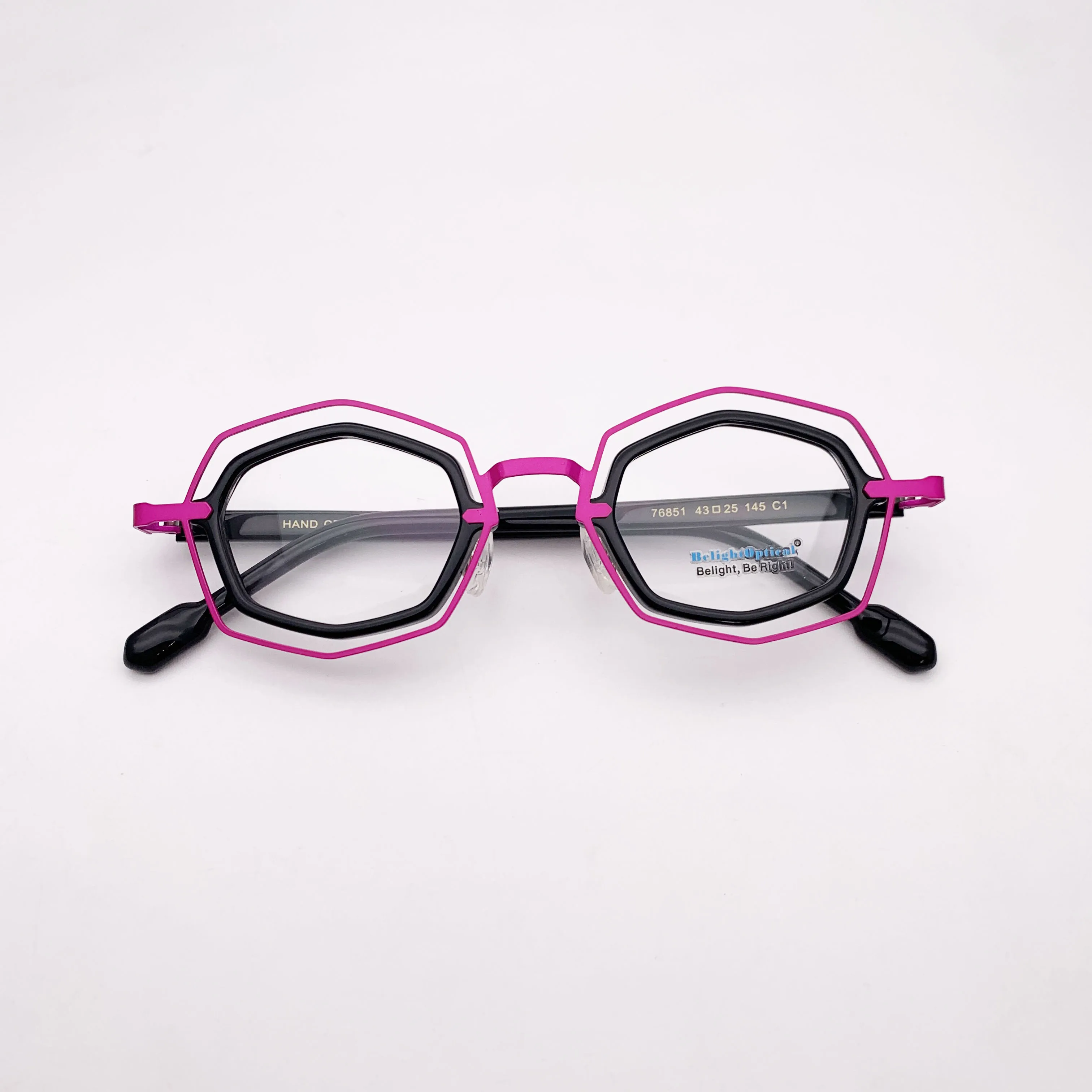 Acetate with Metal Colorful Vintage Combine Color Shape Optical Glasses Spectacle Frame Prescritpion Lens Women Style 76851