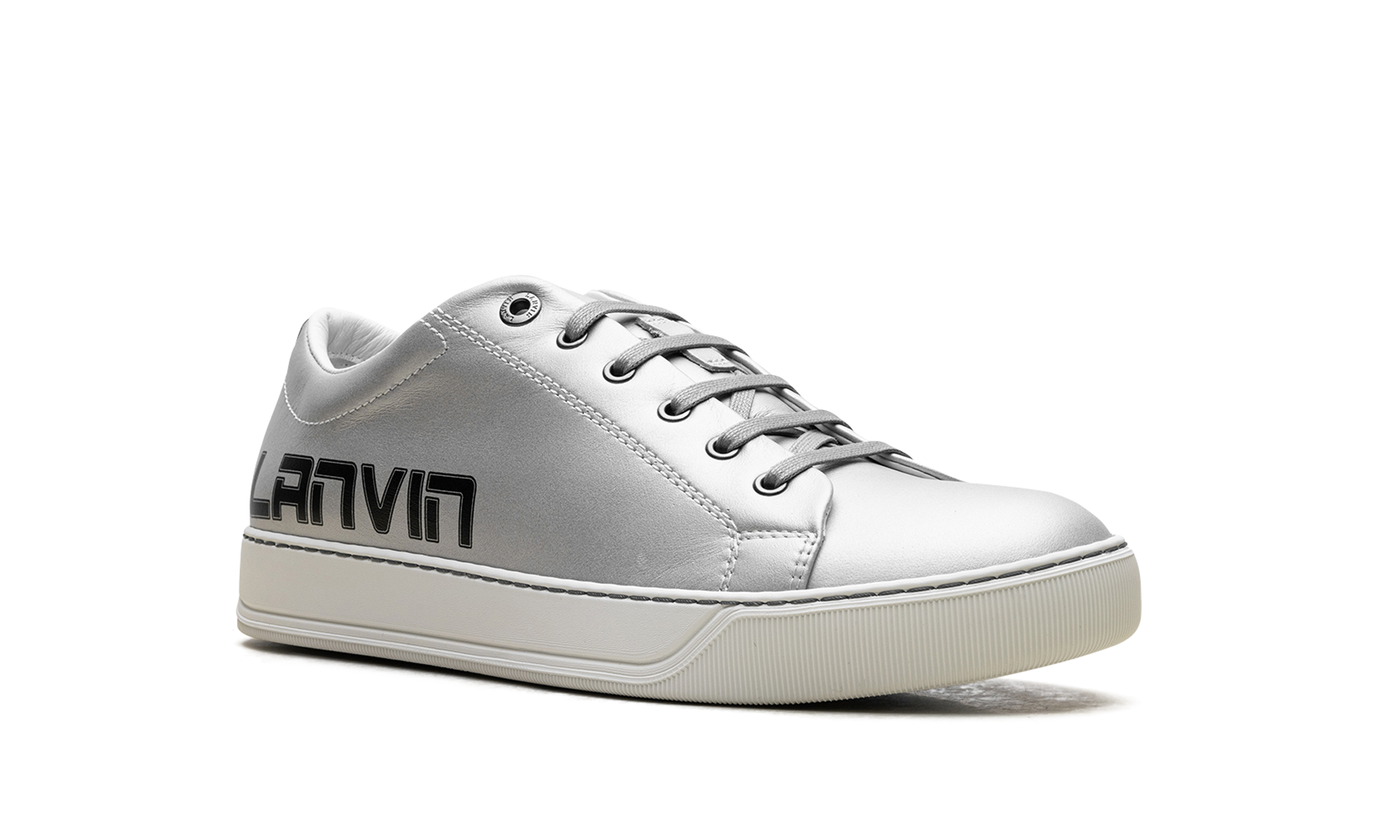 Logo Print Low-Top Sneakers "Metallic Grey"、mysite、Cacoeks