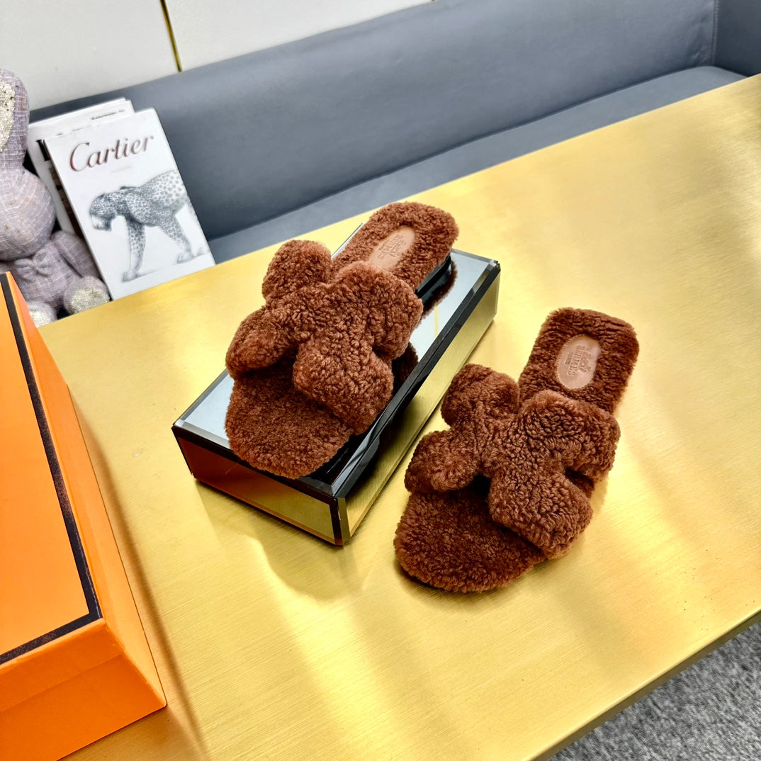 0RAN SHEARLING SANDALS UMBER BROWN、mysite、Cacoeks