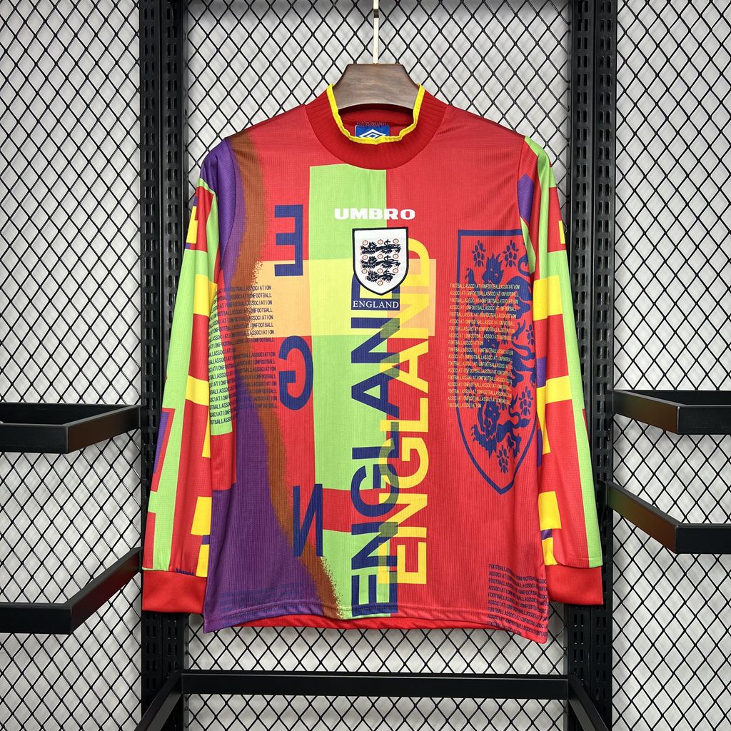 ManixJersey.com | Retro England 1996 Goalkeeper Long Sleeve Jersey -Customize Name, Number and Patch | Worldwide Shipping