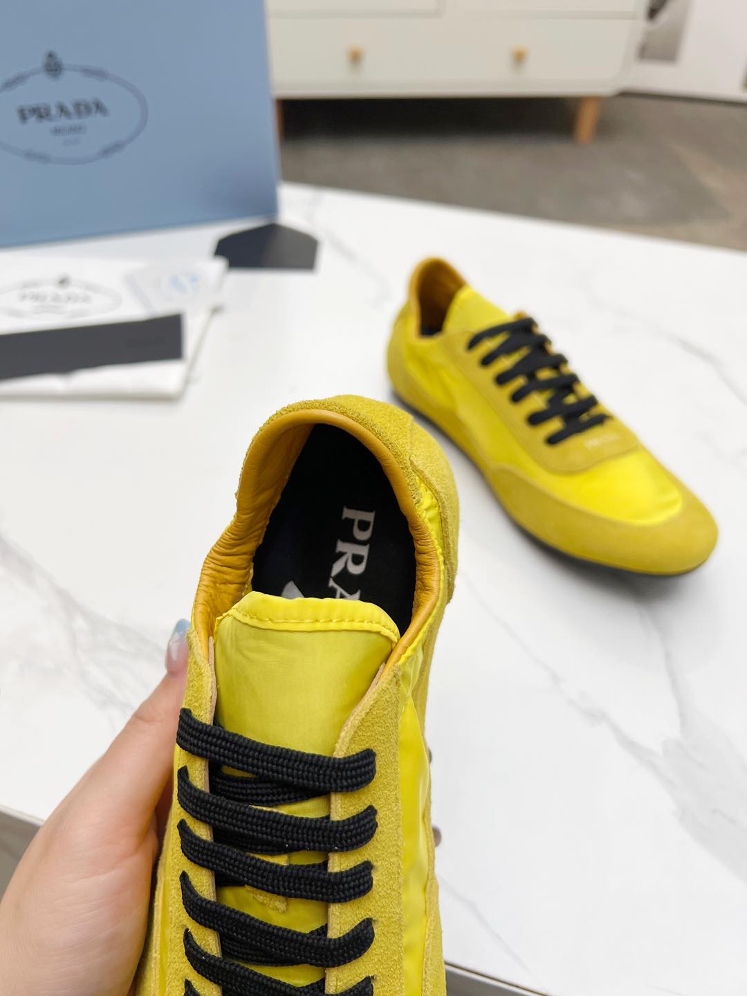 COLLAPSE SNEAKERS IN YELLOW SUEDE AND NYLON、mysite、Cacoeks