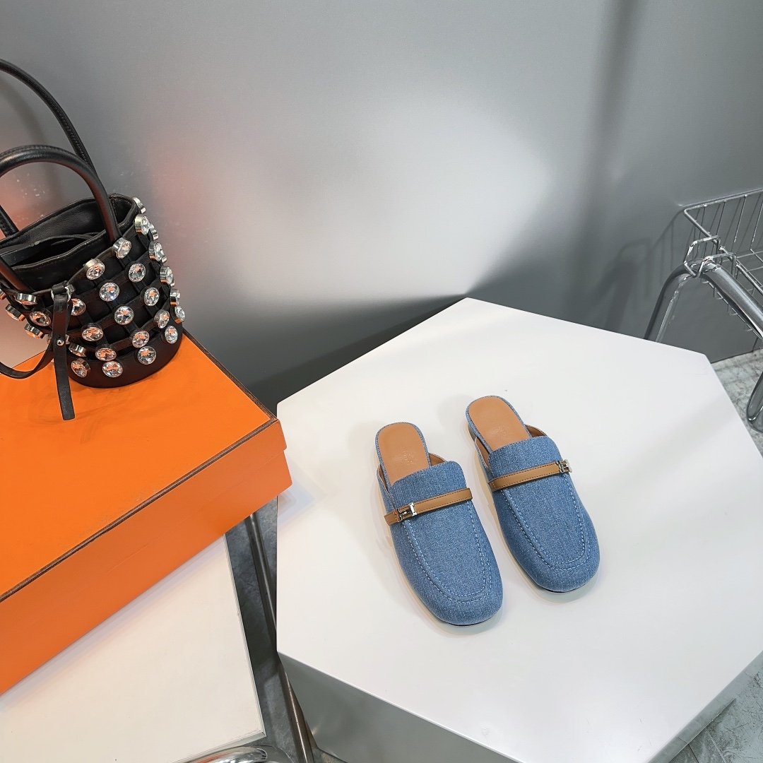 Lena Mule Blue Denim、mysite、Cacoeks