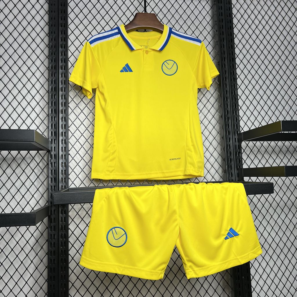 Higojerseys-Leeds United 24-25 Away Kids Kit