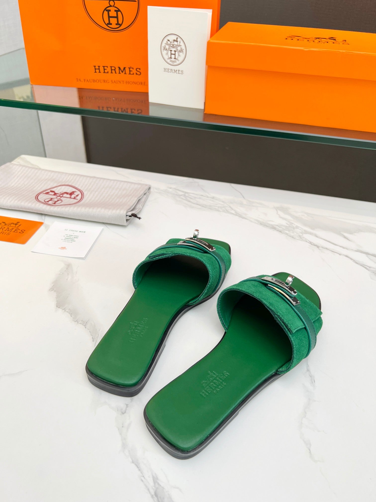 Giulia Sandal Green Suede Green Calfskin、mysite、Cacoeks