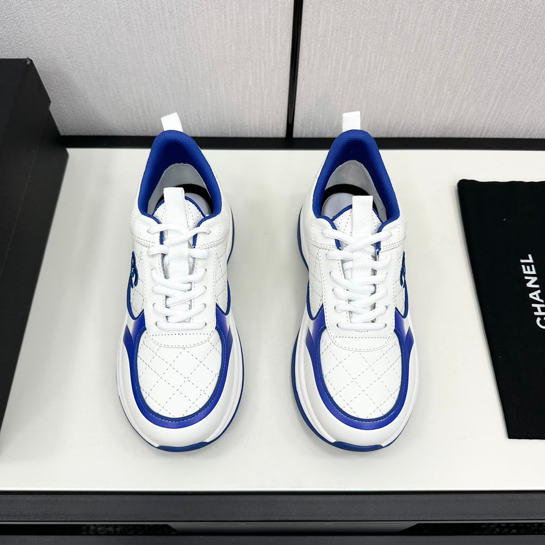 CC SNEAKER IN WHITE MIX COBALT BLUE EMBROIDERED LAMBSKIN、mysite、Cacoeks