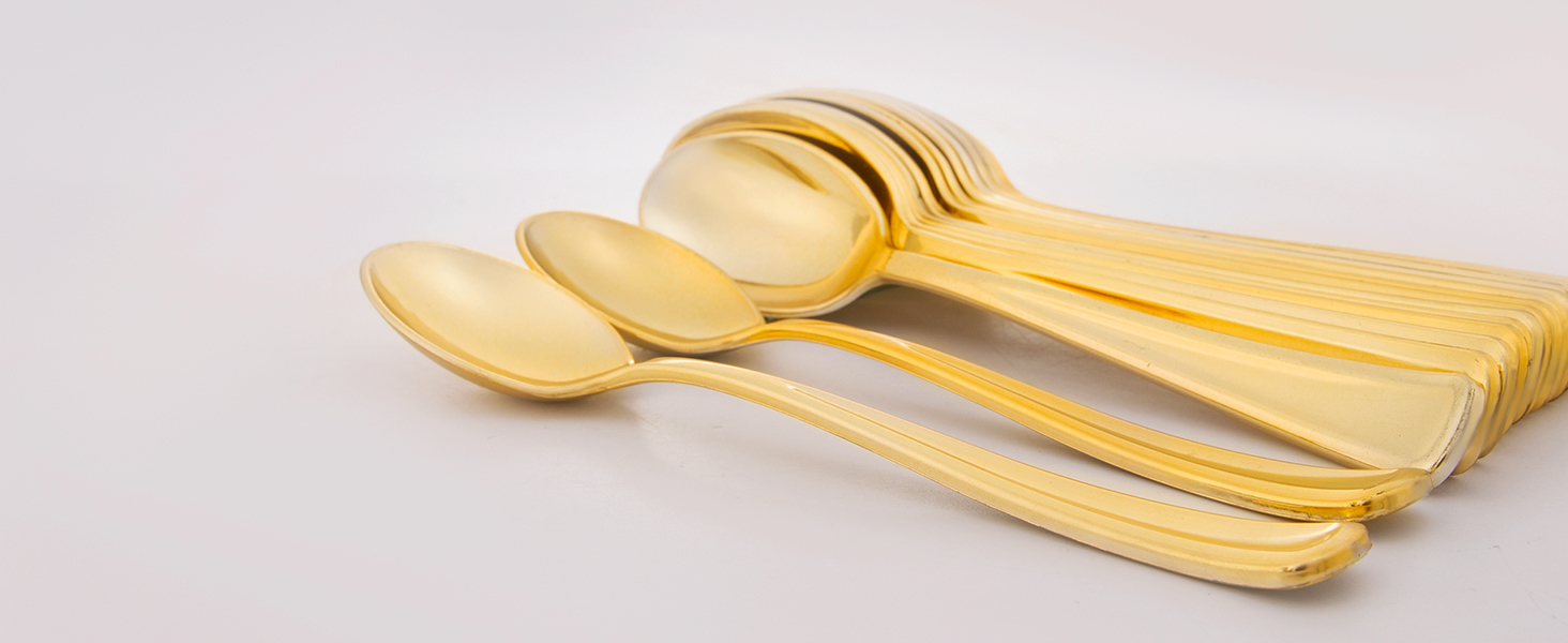 gold plastic spoons