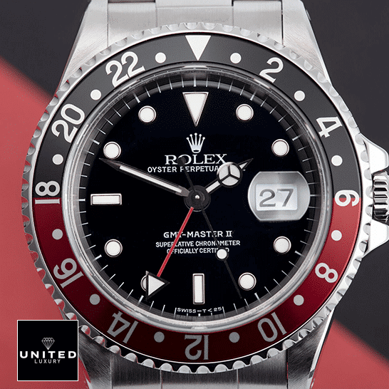 Rolex GMT-Master II Coke 16710 Black & Red Bezel Replica Black Red Background