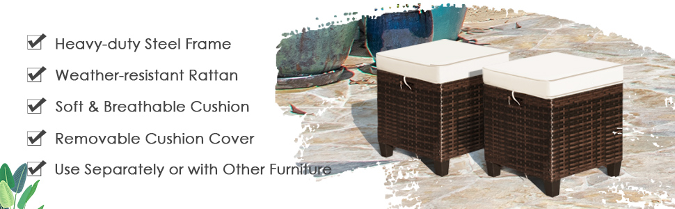 patio ottomans with thick cushions