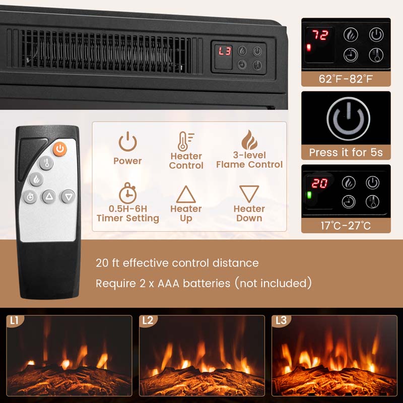 Eletriclife Fireplace Corner TV Stand with LED Lights and Smart APP Control for 50 Inches TV