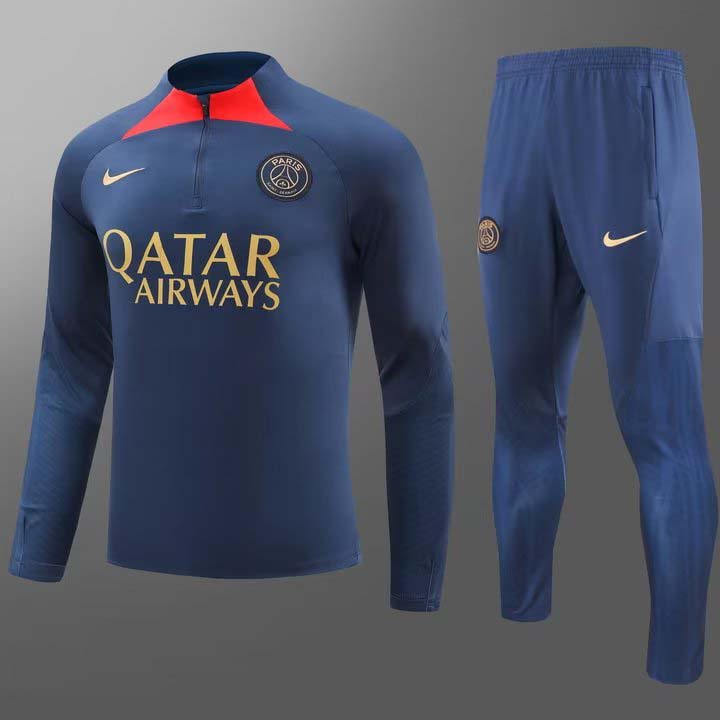 2023/2024 Psg Paris Saint-Germain Half-Pull Training Suit Navy blue Set-mysite Custom Football Kit- Nextkits